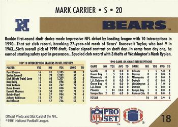 1991 Pro Set #18 Mark Carrier Back