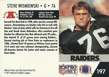 1991 Pro Set #197 Steve Wisniewski Back