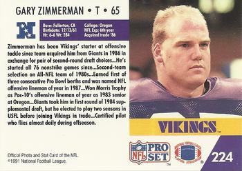 1991 Pro Set #224 Gary Zimmerman Back