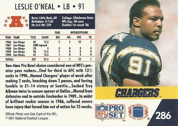 1991 Pro Set #286 Leslie O'Neal Back