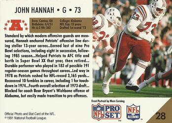1991 Pro Set #28 John Hannah Back