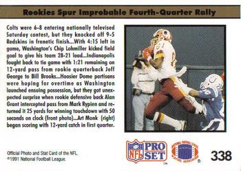 1991 Pro Set #338 Colts Ambush Redskins Back