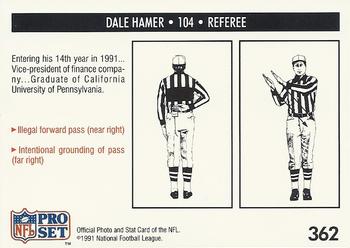 1991 Pro Set #362 Dale Hamer Back