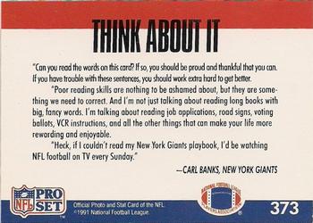 1991 Pro Set #373 Carl Banks Back