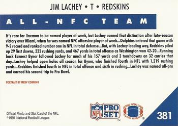1991 Pro Set #381 Jim Lachey Back