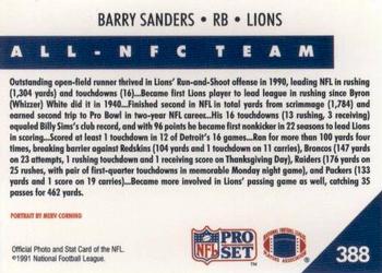 1991 Pro Set #388 Barry Sanders Back