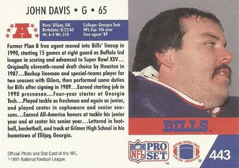 1991 Pro Set #443 John Davis Back