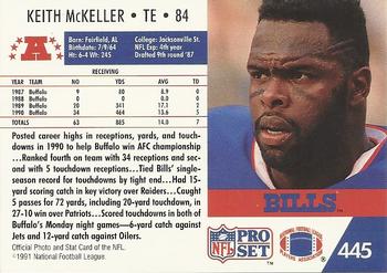 1991 Pro Set #445 Keith McKeller Back
