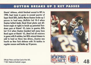 1991 Pro Set #48 Guyton Breaks Up 2 Key Passes Back