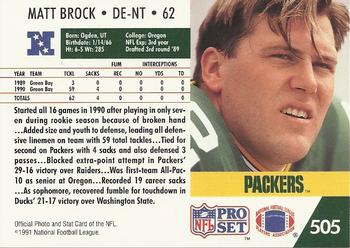 1991 Pro Set #505 Matt Brock Back