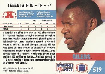 1991 Pro Set #519 Lamar Lathon Back