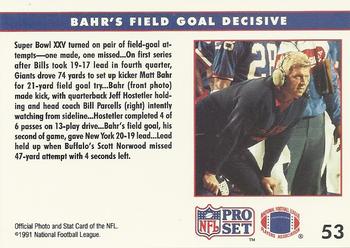 1991 Pro Set #53 Bahr's Field Goal Decisive Back