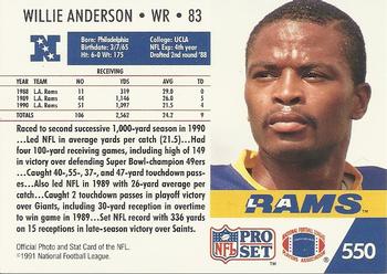 1991 Pro Set #550 Willie Anderson Back