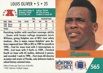 1991 Pro Set #565 Louis Oliver Back
