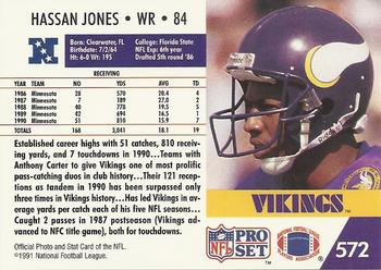 1991 Pro Set #572 Hassan Jones Back