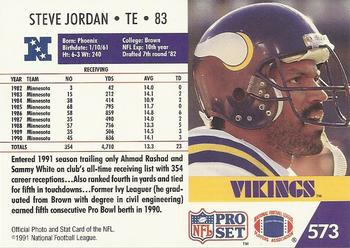 1991 Pro Set #573 Steve Jordan Back