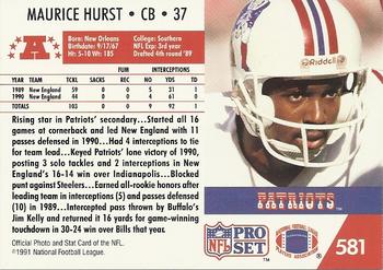 1991 Pro Set #581 Maurice Hurst Back