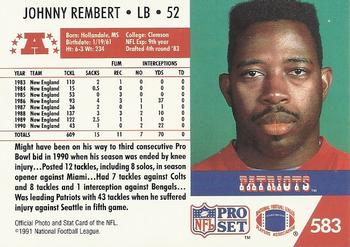 1991 Pro Set #583 Johnny Rembert Back