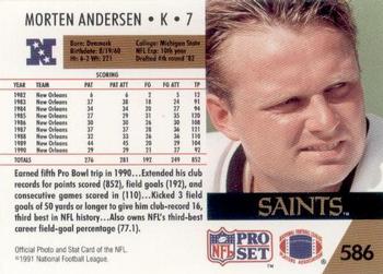 1991 Pro Set #586 Morten Andersen Back