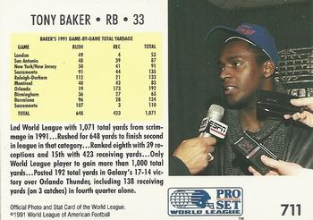 1991 Pro Set #711 Tony Baker Back