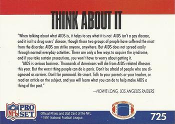 1991 Pro Set #725 Howie Long Back