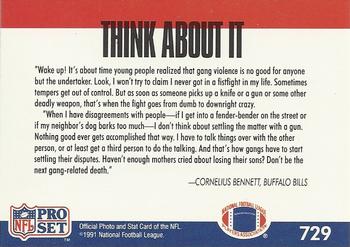 1991 Pro Set #729 Cornelius Bennett Back
