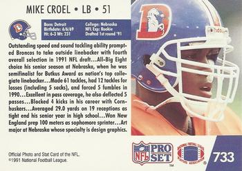 1991 Pro Set #733 Mike Croel Back