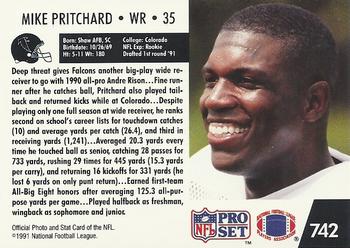 1991 Pro Set #742 Mike Pritchard Back