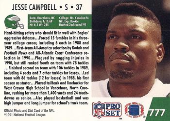 1991 Pro Set #777 Jesse Campbell Back