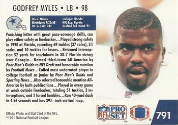 1991 Pro Set #791 Godfrey Myles Back
