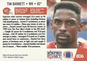 1991 Pro Set #806 Tim Barnett Back