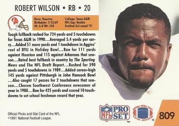 1991 Pro Set #809 Robert Wilson Back