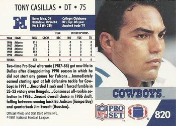 1991 Pro Set #820 Tony Casillas Back