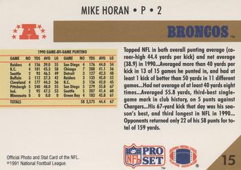 1991 Pro Set #15 Mike Horan Back