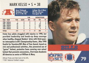 1991 Pro Set #79 Mark Kelso Back