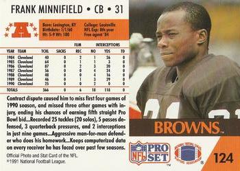 1991 Pro Set #124 Frank Minnifield Back