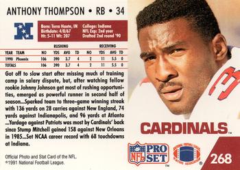 1991 Pro Set #268 Anthony Thompson Back