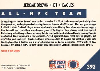 1991 Pro Set #392 Jerome Brown Back