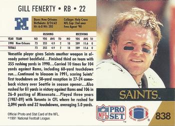 1991 Pro Set #838 Gill Fenerty Back