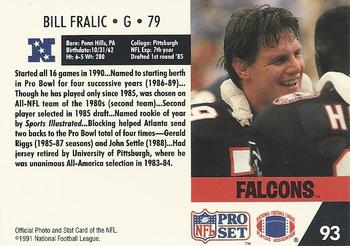 1991 Pro Set #93 Bill Fralic Back