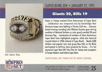 1991 Pro Set #25 Super Bowl XXV Theme Art Back