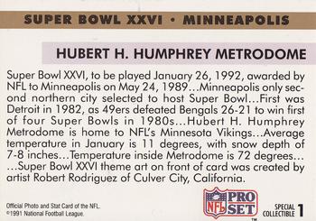 1991 Pro Set #1 Super Bowl XXVI Theme Art Back