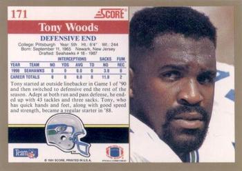 1991 Score #171 Tony Woods Back