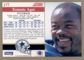 1991 Score #177 Tommie Agee Back