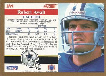 1991 Score #189 Robert Awalt Back