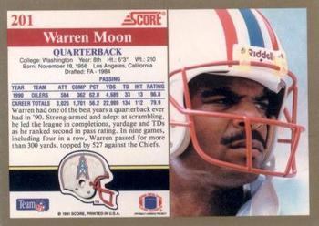 1991 Score #201 Warren Moon Back