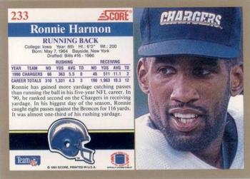1991 Score #233 Ronnie Harmon Back