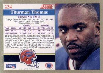 1991 Score #234 Thurman Thomas Back