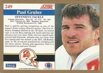1991 Score #249 Paul Gruber Back