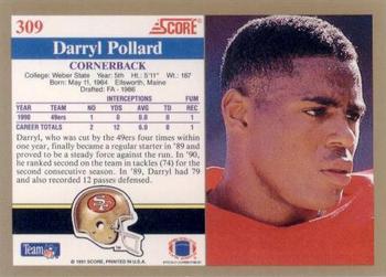 1991 Score #309 Darryl Pollard Back - 3270-309Bk